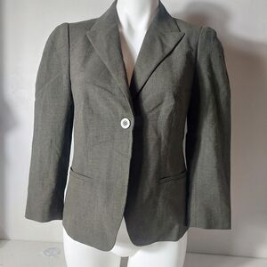 Laundry by Shelli Segal Olive Green Blazer Jacket 8‎ Single Button Pleat Detail